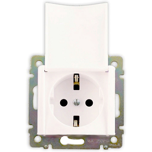 Силовая розетка - Valena - 2К+3 - с откидной крышкой - на винтах - 10/16 А - 230/250 В~ - белый - арт. 774422 фото