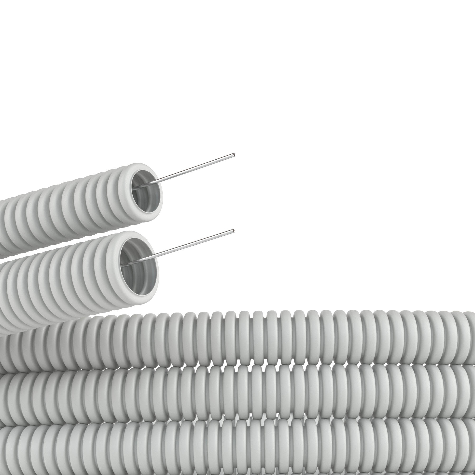 Труба гофрированная ПВХ 32 мм с протяжкой тяжелая серая (25м) фото