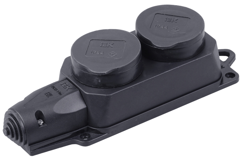 ОМЕГА Розетка каучук двойная с защитными крышками IP44 фото