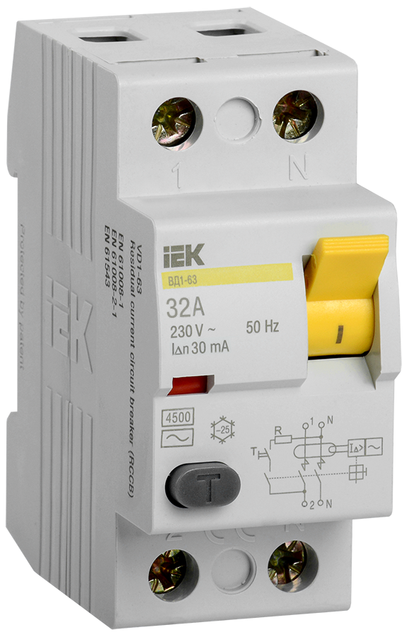 MDV10-2-032-030 ИЭК (IEK) УЗО Выключатель дифференциального тока ВД1-63 2Р 32А 30мА фото