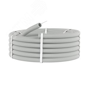 Труба гофрированная ПВХ 32 мм с протяжкой тяжелая серая (25м) фото