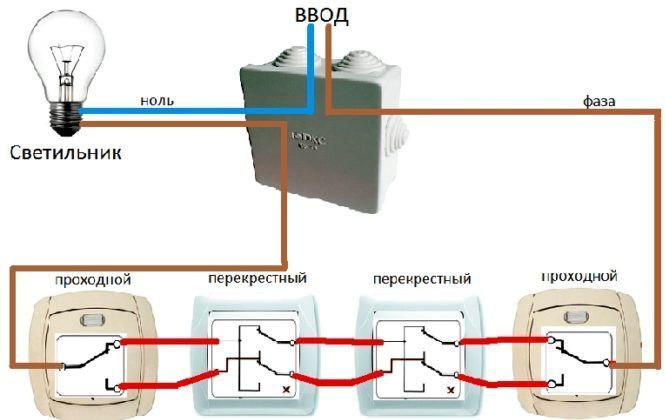 Управление светом из трех мест