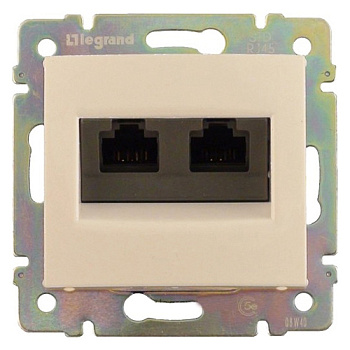 Информационная розетка - Valena - RJ45 - категория 5e - UTP - 2 выхода - с захватами - слоновая кость - арт. 774131 фото