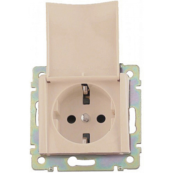 Силовая розетка - Valena - 2К+3 - с откидной крышкой - на винтах - 10/16 А - 230/250 В~ - слоновая кость - арт. 774322 фото