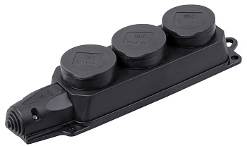 ОМЕГА Розетка каучук тройная с защитными крышками IP44 фото